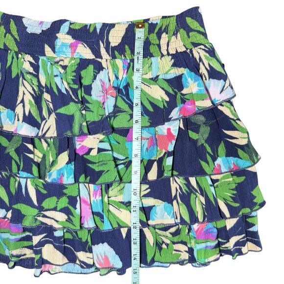 Aéropostale Floral Tiered Ruffle Skirt Flowy Tropical Beachy Mini Women’s Size M - Picture 6 of 6